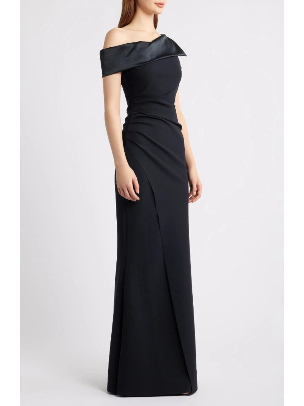 🆕CHIARA BONI Koppany Ruched Off Shoulder Gown Dress 12 Black - Picture 3 of 11